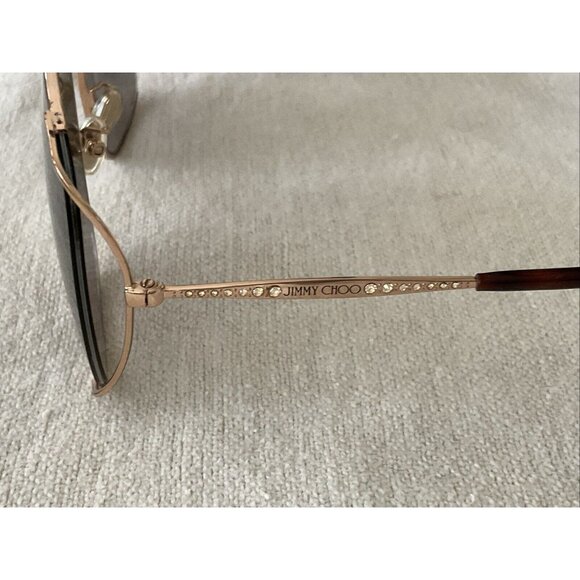 Jimmy Choo Womens Sunglasses Big Gold Rim Rhinestone On Arm W/case Gradient Lens - Picture 5 of 16